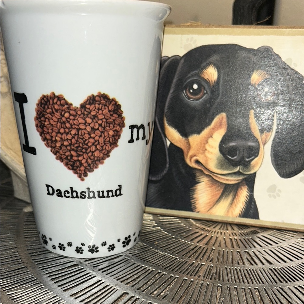 🦋Dachshund White Mug And A spoiled Rotten Dachshund lives here wall dec 5/25$